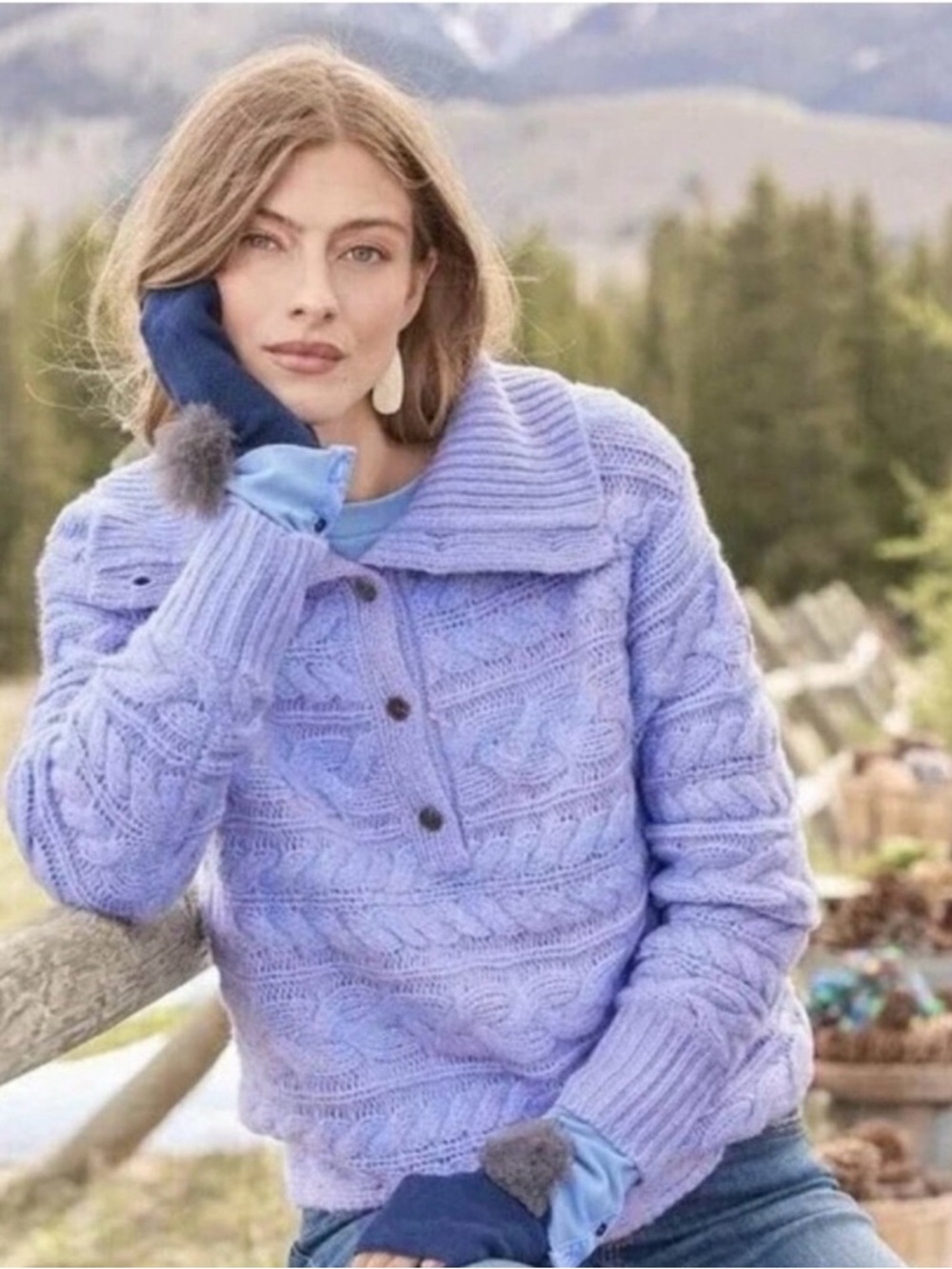 Sundance Wool-Blend Cable Knit Sweater - Light Lavender